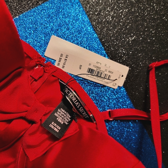 💋 Victoria's Secret: Bow-Topped Bustier Slip Dress, Lipstick Red, Sz Small, NWT - Picture 12 of 12